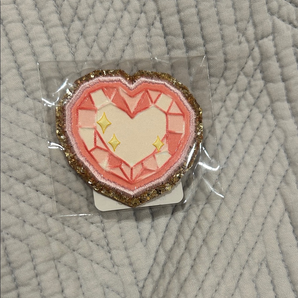 Stoney Clover Lane x Park Beach Heart Gem Patch with Gold Glitter Trim
